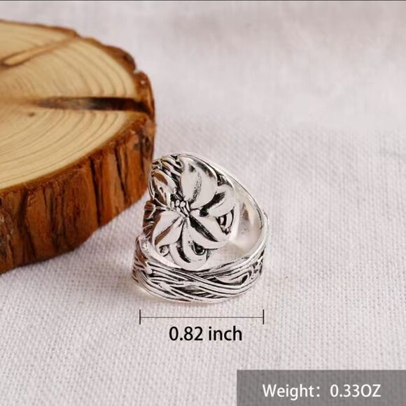 1 For Bundle Vintage Style 925 Silver Plated Spoon Ring Floral - Picture 5 of 6